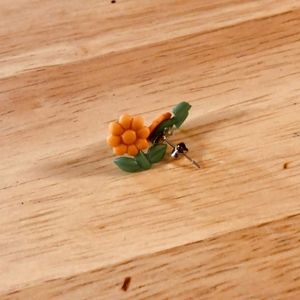Handmade Orange Flower Earrings